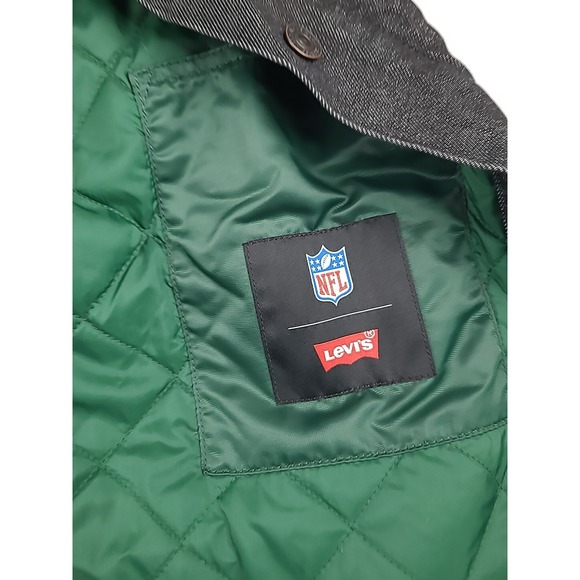 Green‎ Bay Packers Denim Jacket Mens Large Levi's NFL Black Green Gold Rare - Picture 15 of 16